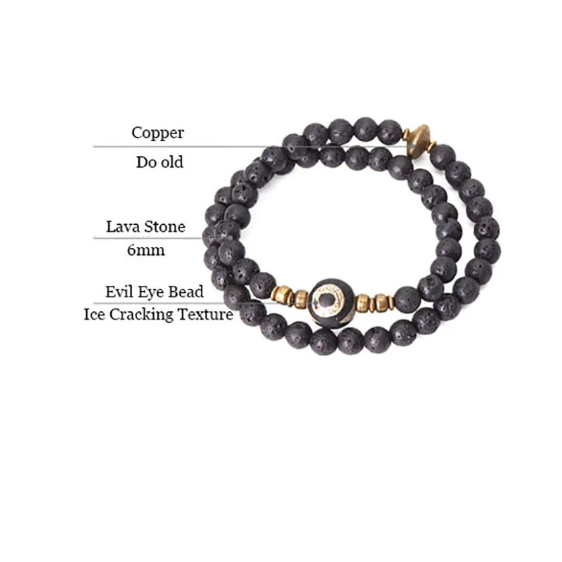 Lava Stone Copper Beads Bracelet