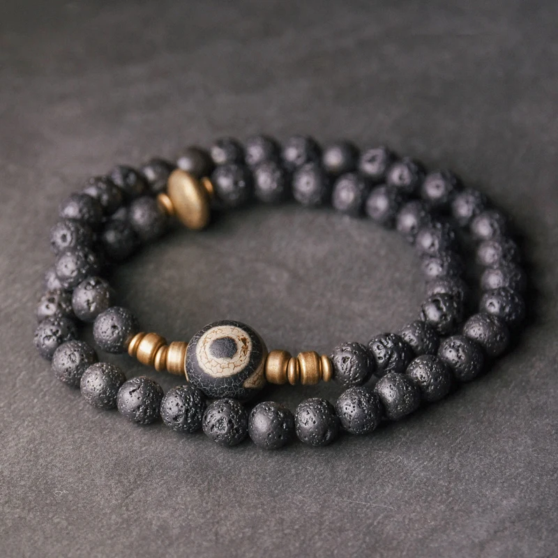 Lava Stone Copper Beads Bracelet