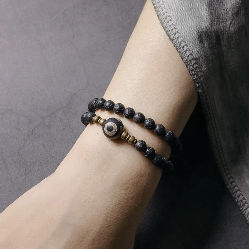 Lava Stone Copper Beads Bracelet