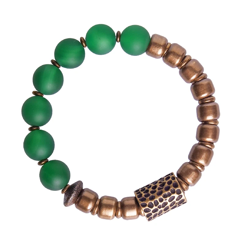 Agate Stone Beads and Hammered Copper Charms