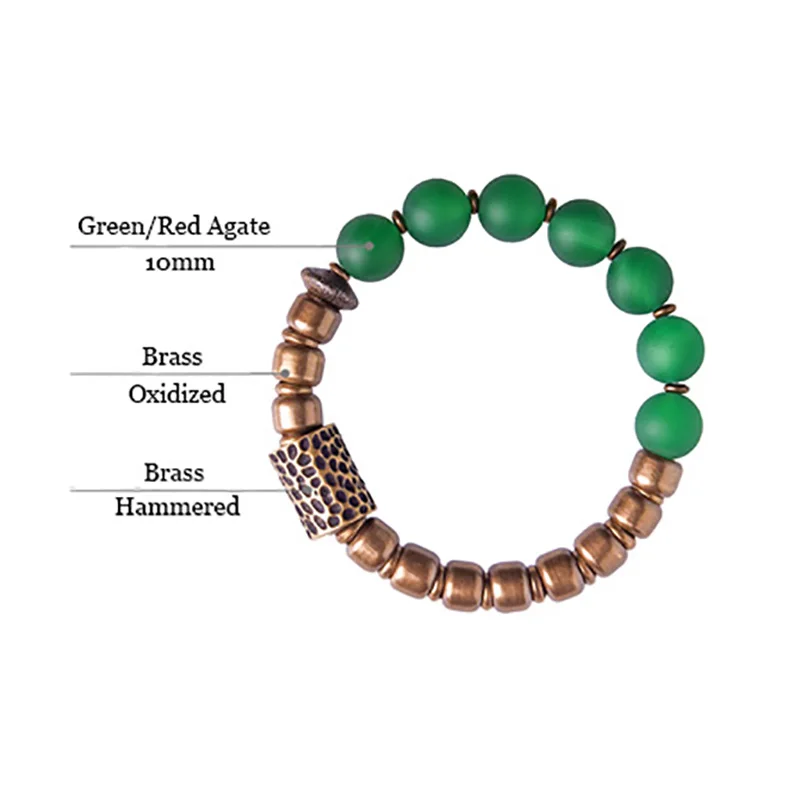 Agate Stone Beads and Hammered Copper Charms