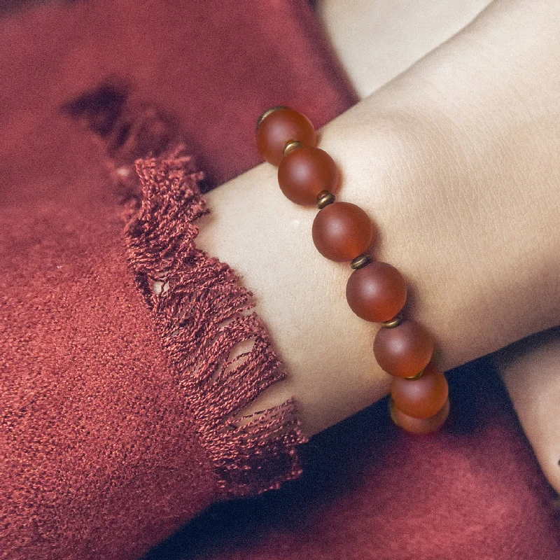 Agate Stone Beads and Hammered Copper Charms