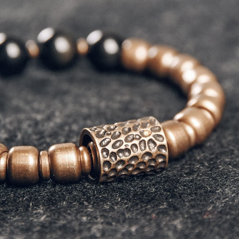 Rainbow Eye Obsidian Ottone Beads Bracelet