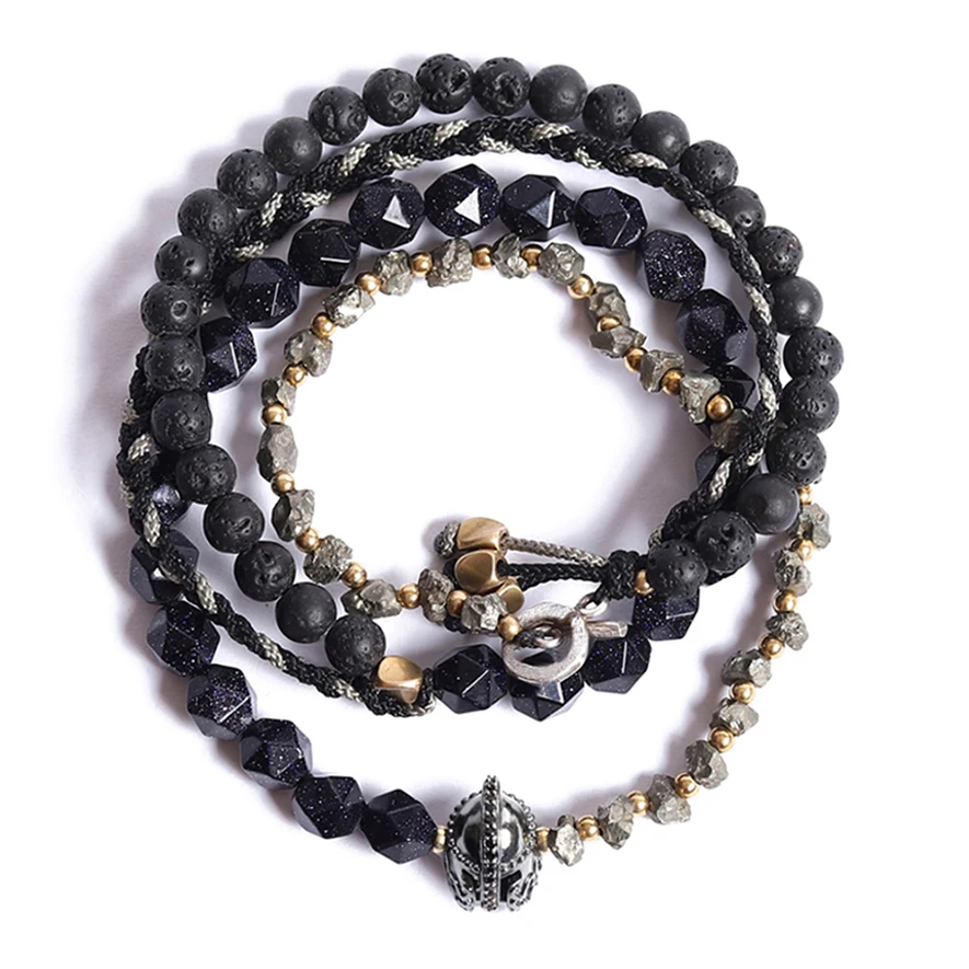Spartan Lava Stone Braided Bracelets
