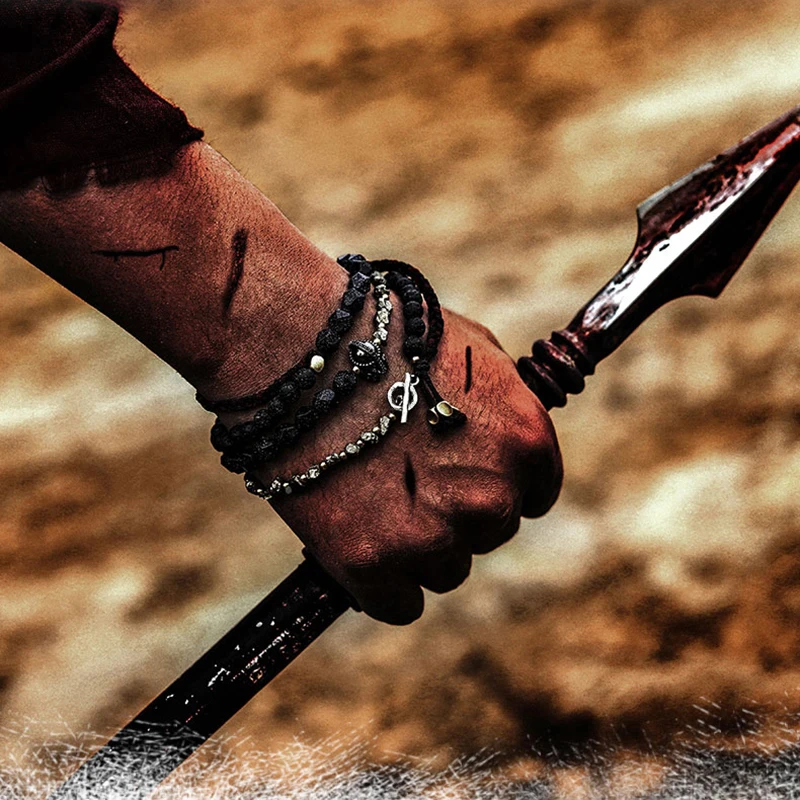 Spartan Lava Stone Braided Bracelets