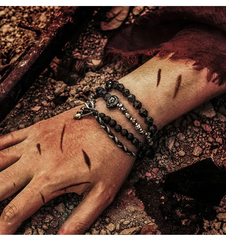 Spartan Lava Stone Braided Bracelets