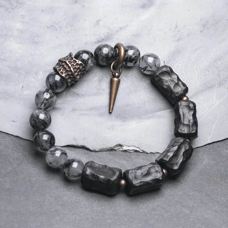 Black Quartz Crystals Ebony Bracelet