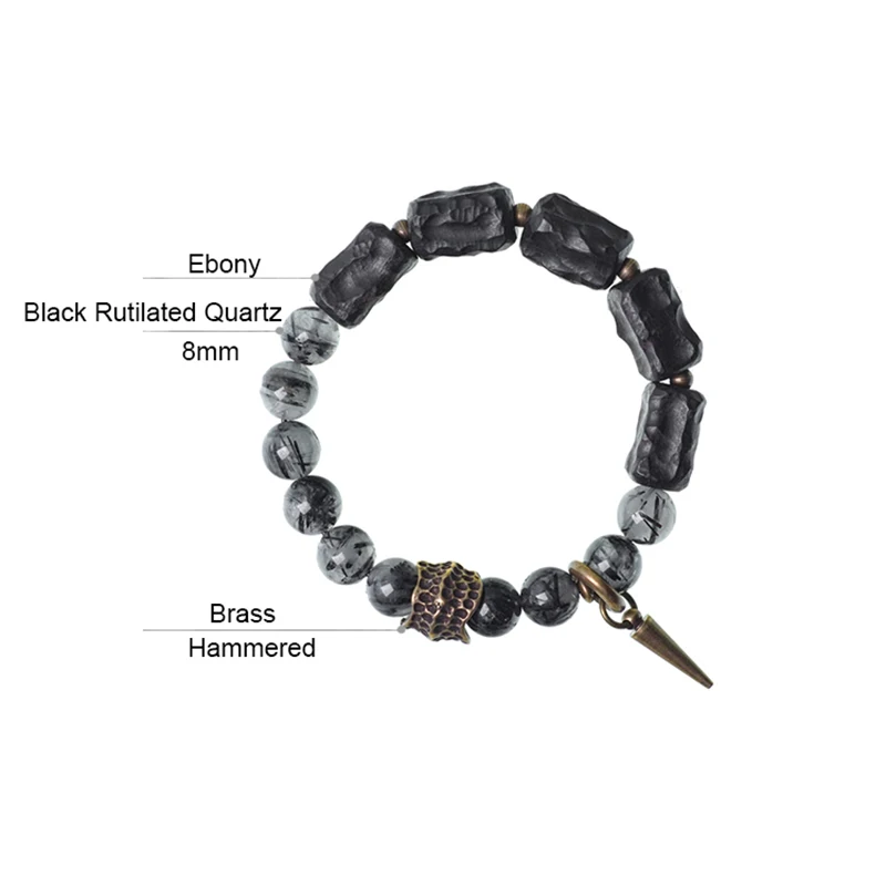Black Quartz Crystals Ebony Bracelet