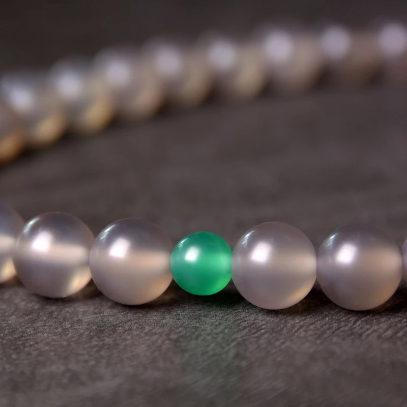White Grey Onyx Buddha Eyes Bead Bracelet