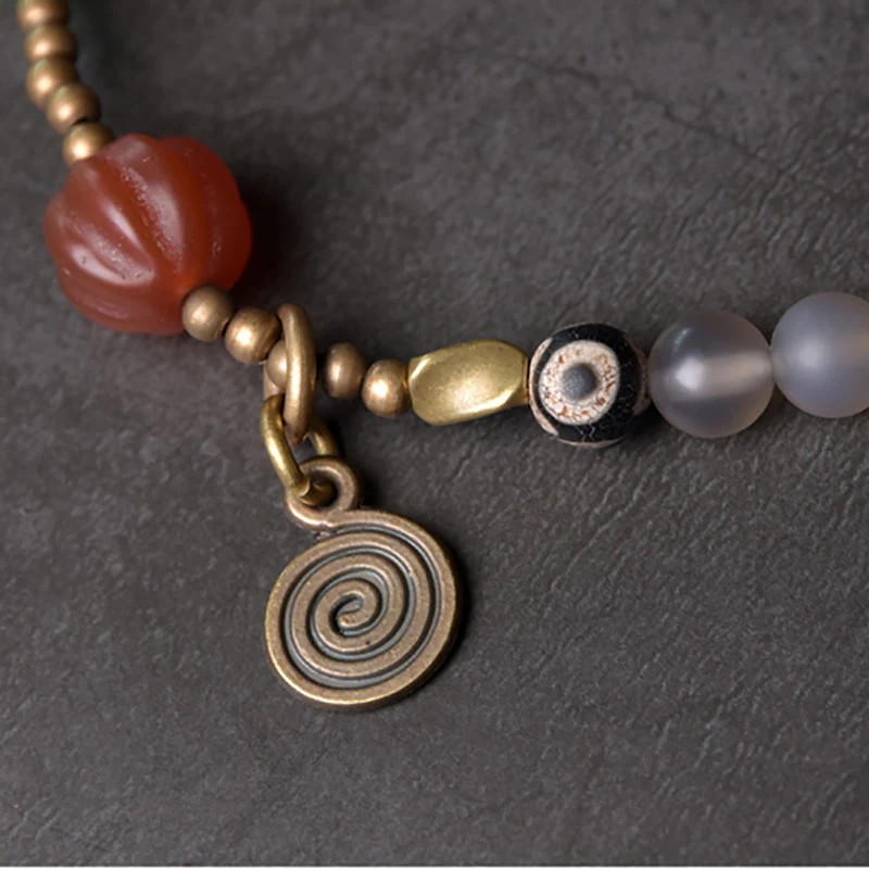 White Grey Onyx Buddha Eyes Bead Bracelet