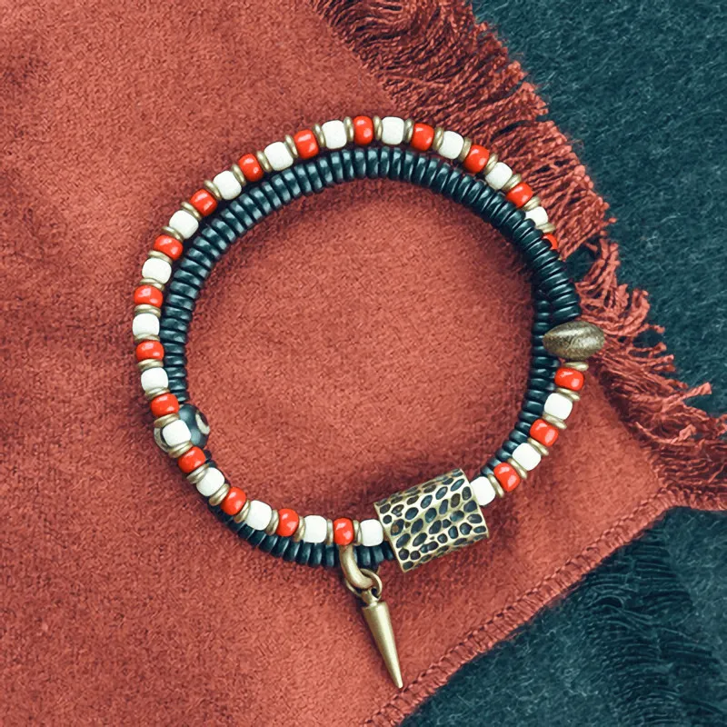Azure Stone Beads Two-Row Stretch Bracelet
