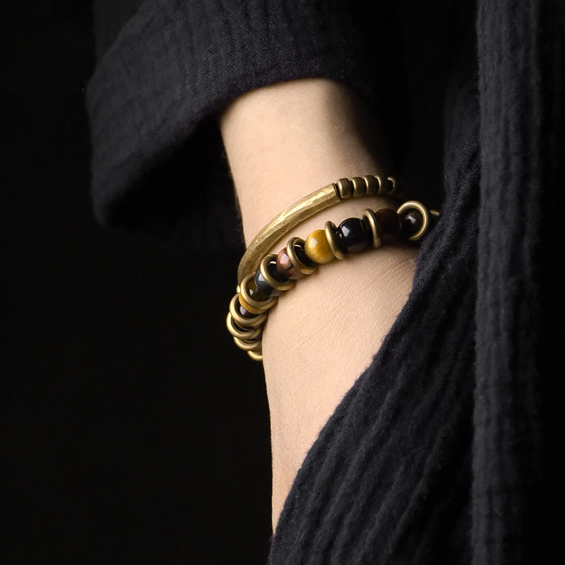 Tiger Eye Bracelet with Vintage Copper Beads
