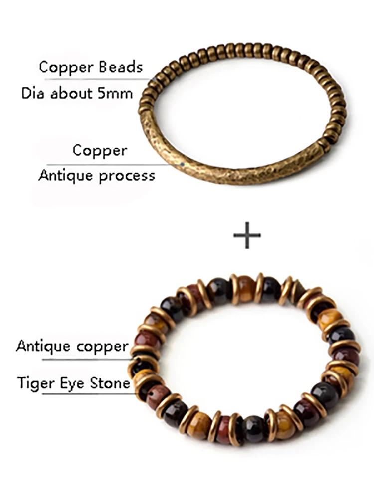 Tiger Eye Bracelet with Vintage Copper Beads