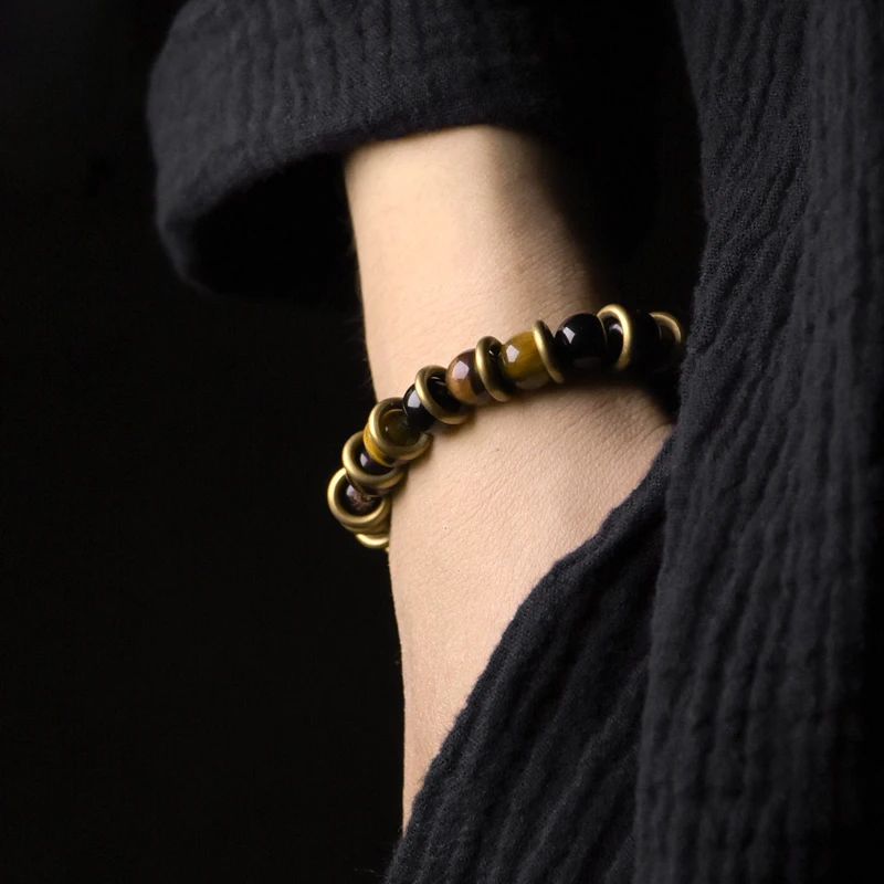 Tiger Eye Bracelet with Vintage Copper Beads