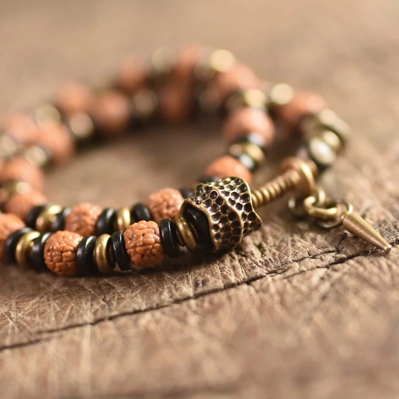 Rudraksha Seed and Ebony Stretch Bracelet