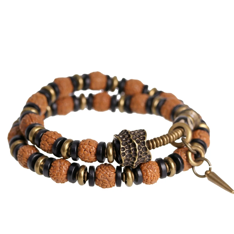 Rudraksha Seed and Ebony Stretch Bracelet