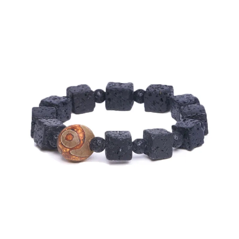 Lava Rock Stone Evil Eye Bead Bracelet