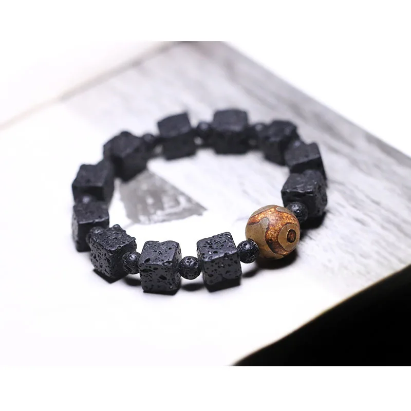 Lava Rock Stone Evil Eye Bead Bracelet