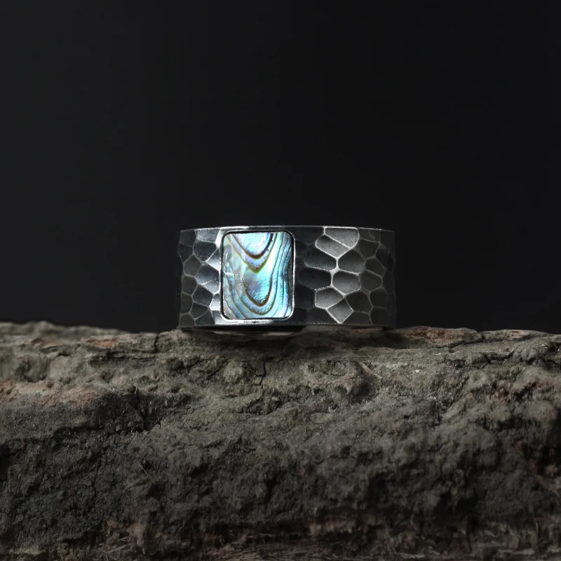 Men's Ring with Inlaid Abalone Shell