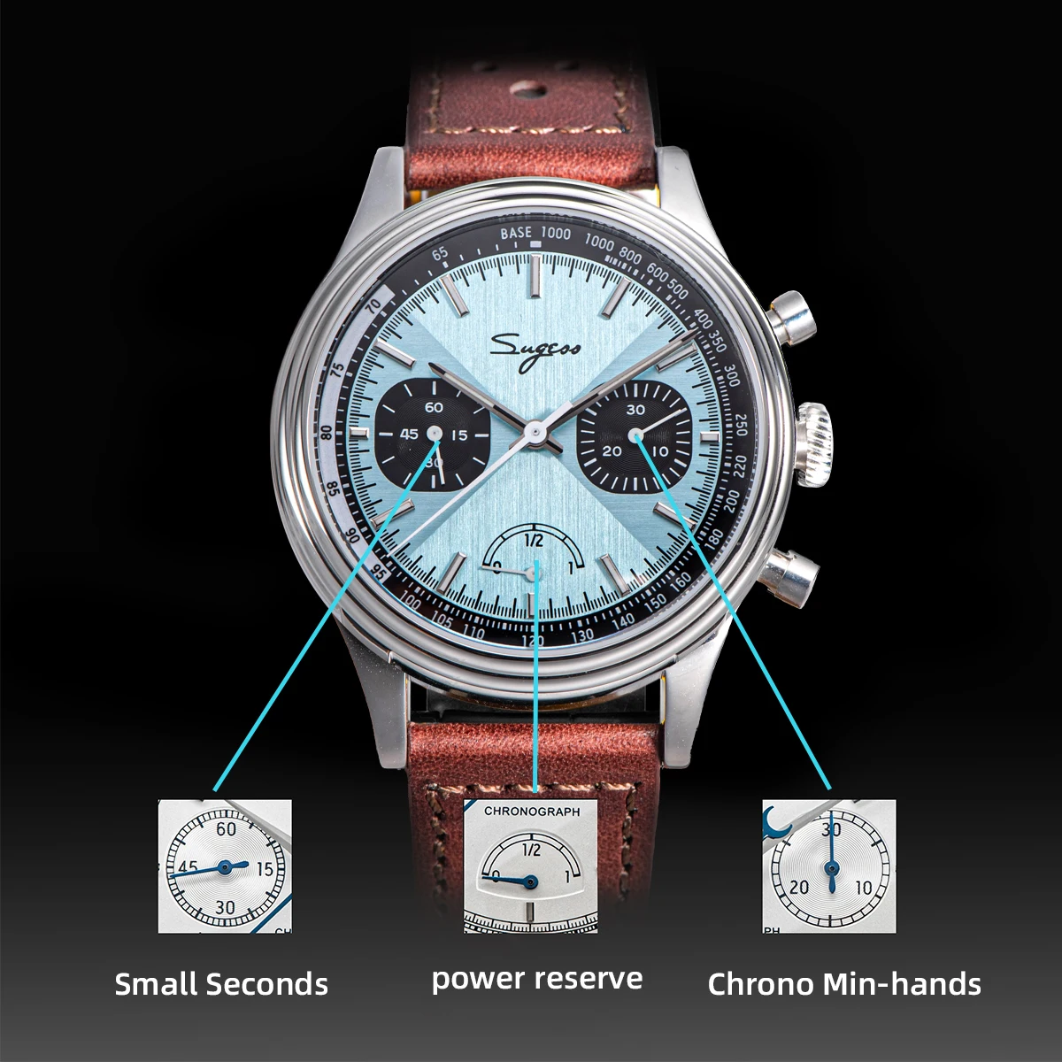 Sugess S438 Pilot Watch ST1906 Chrono