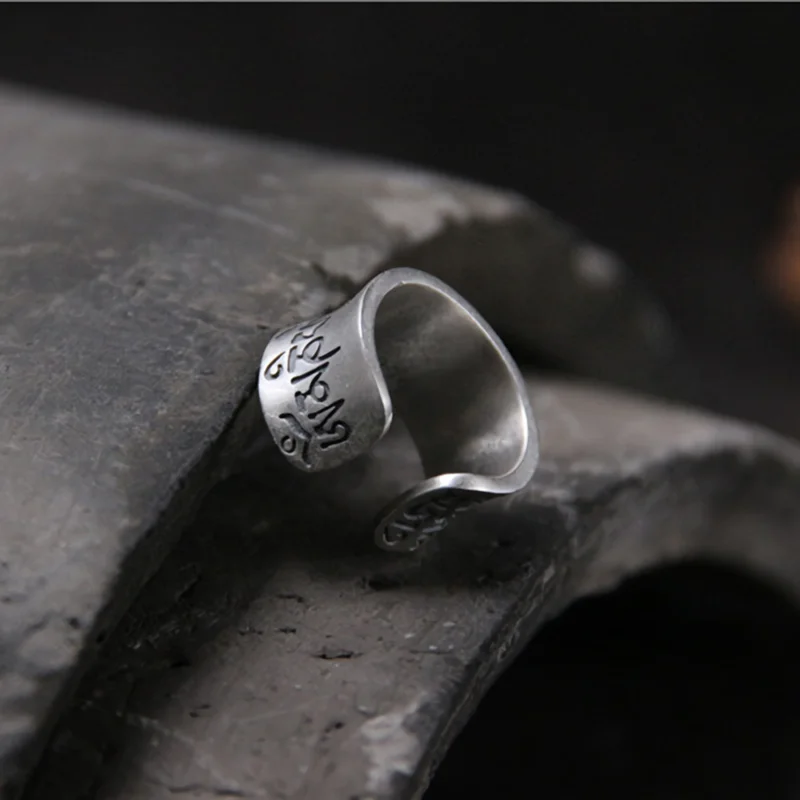 Six True Words Wide Mantra Ring