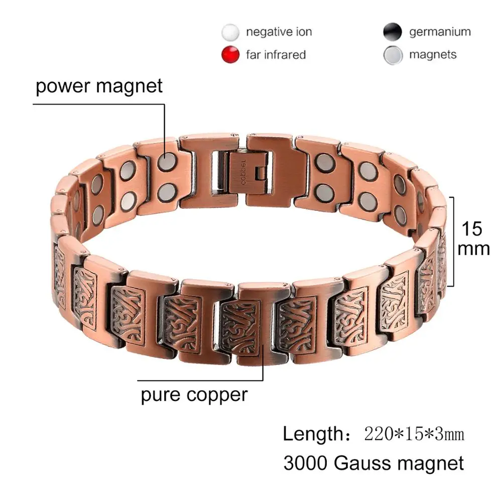 Copper Bracelet with 3000 Gauss Magnets