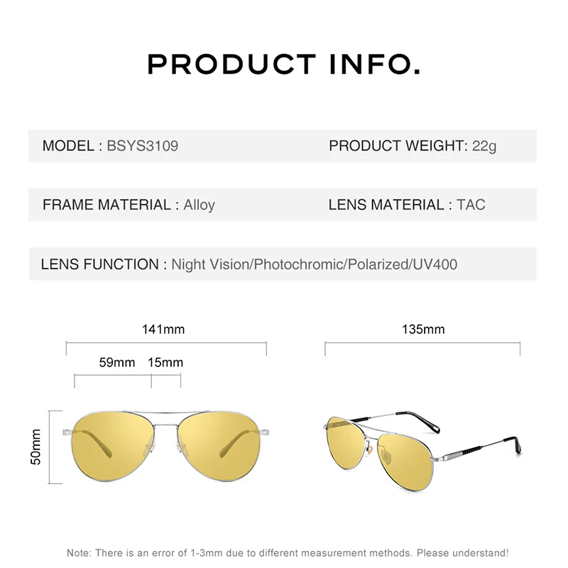 CAPONI Night Vision Sunglasses - Intelligent Color Change Lenses