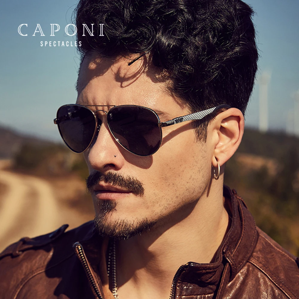 CAPONI Pilot Sunglasses with Carbon Arms