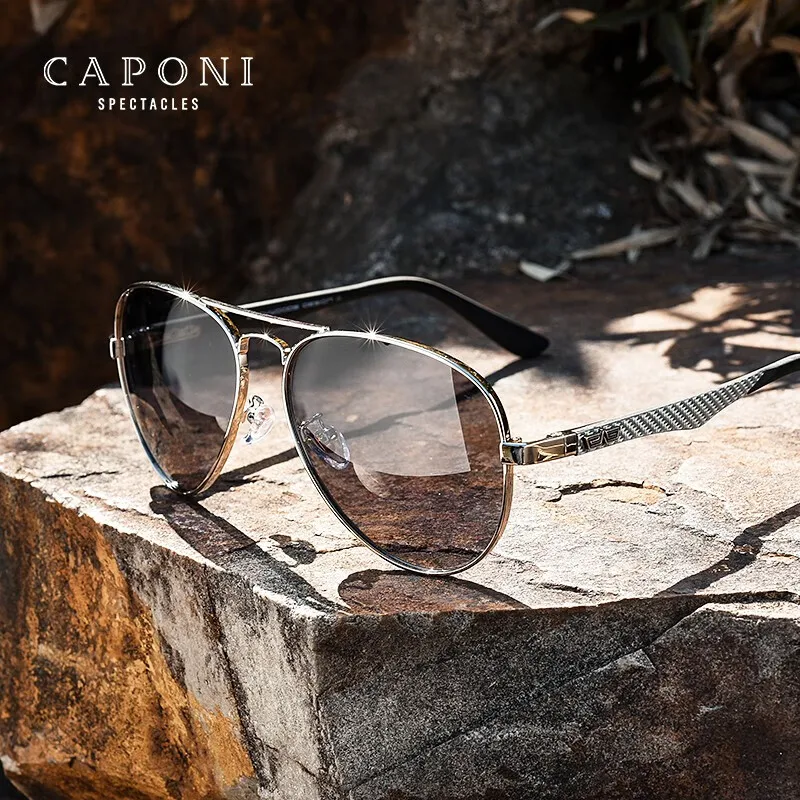 CAPONI Pilot Sunglasses with Carbon Arms