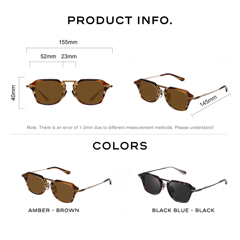 CAPONI Acetate Titanium Men’s Sunglasses