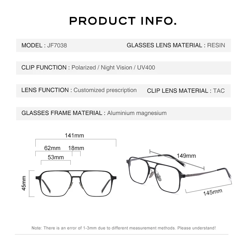 CAPONI JF7038 3-In-1 Magnetic Glasses