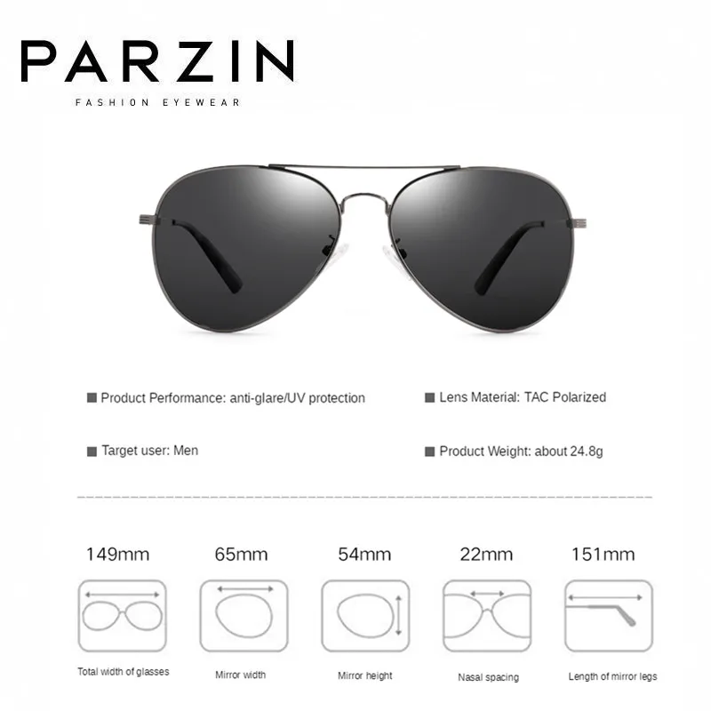PARZIN 6635 Aviator Pilot Sunglasses