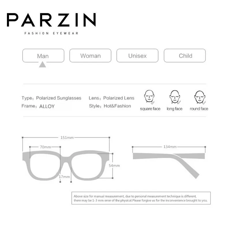 PARZIN 8023 Polarized Pilot Sunglasses