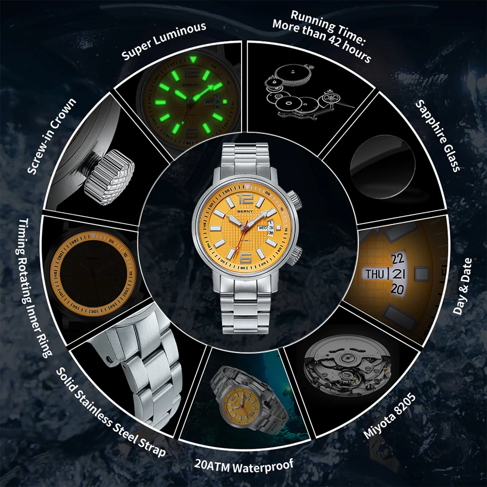 BERNY AM7081M 200m Compressor Diver Watch