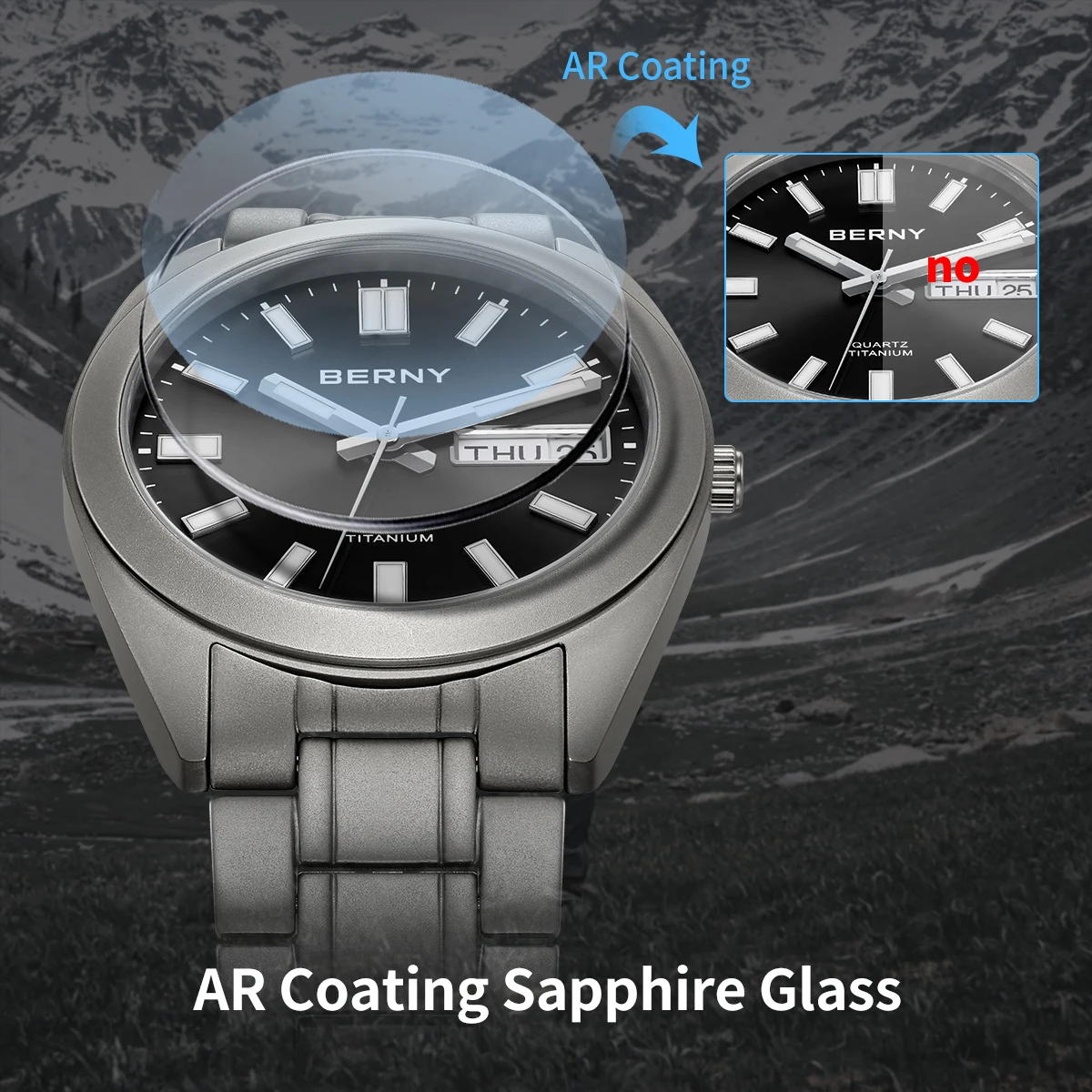 BERNY T2576M Titanium VH31 Quartz Watch