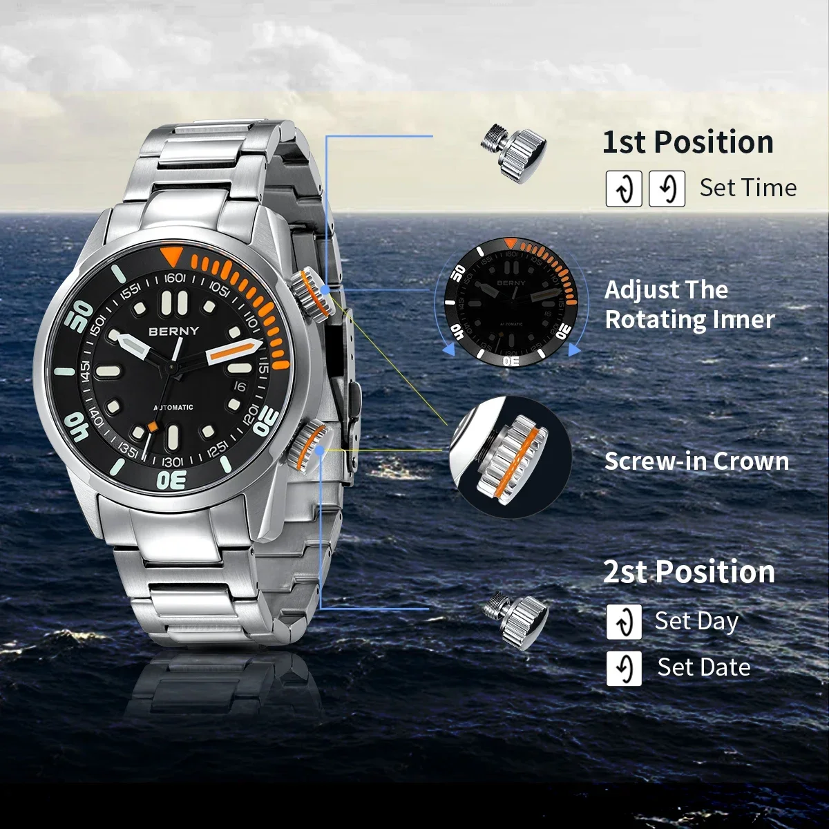 New BERNY AM339M Compressor Watch