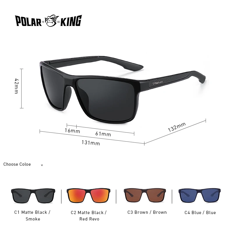POLARKING Vintage Square Polarized Sunglasses