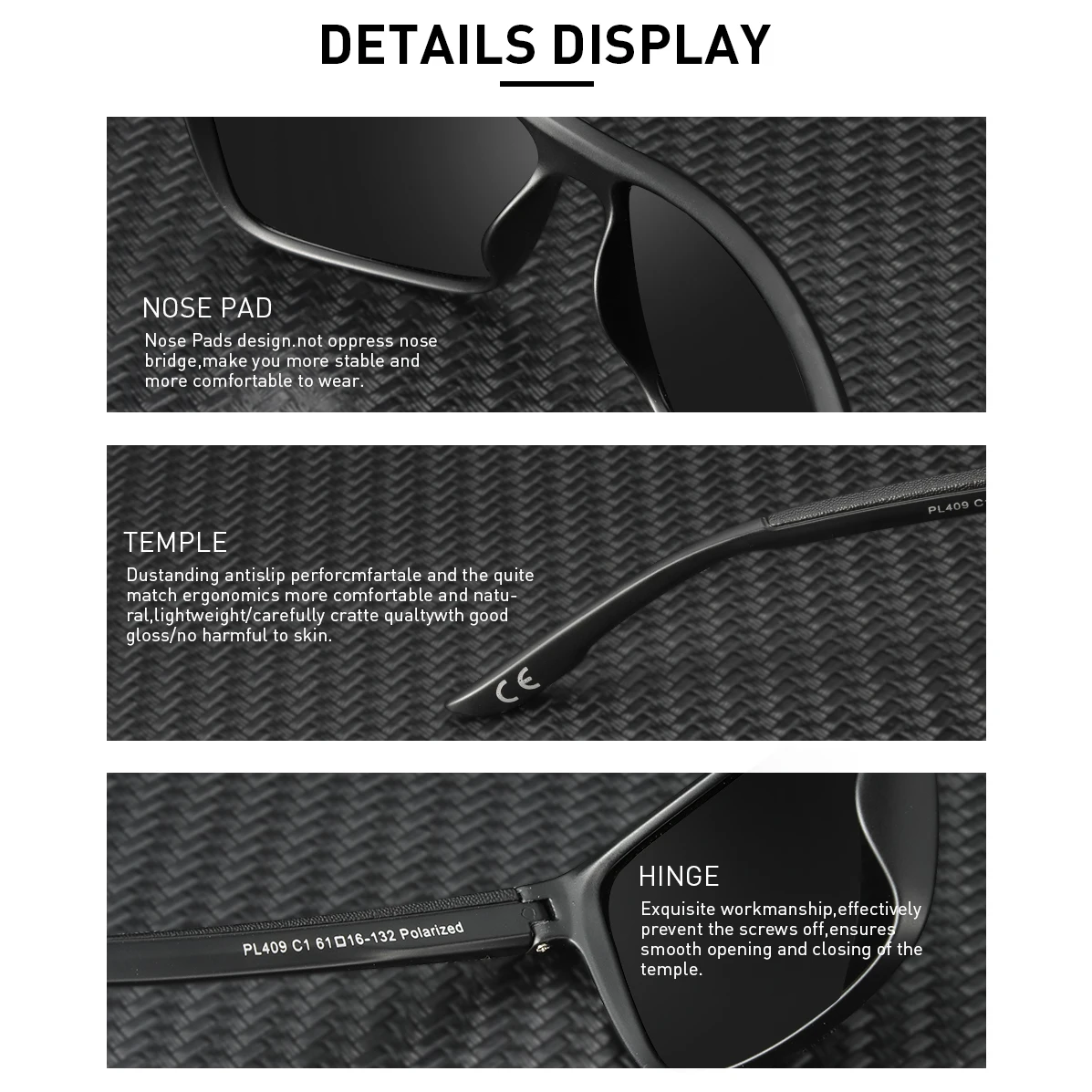 POLARKING Vintage Square Polarized Sunglasses