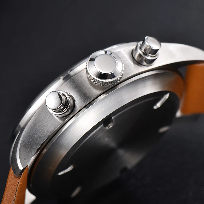 Parnis Black Dial Quartz Chronograph Watch