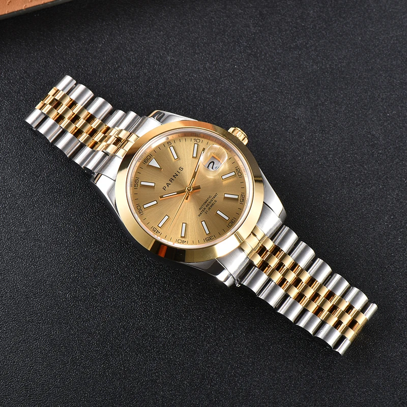 Parnis PA6088 Gold Dial Automatic Watch