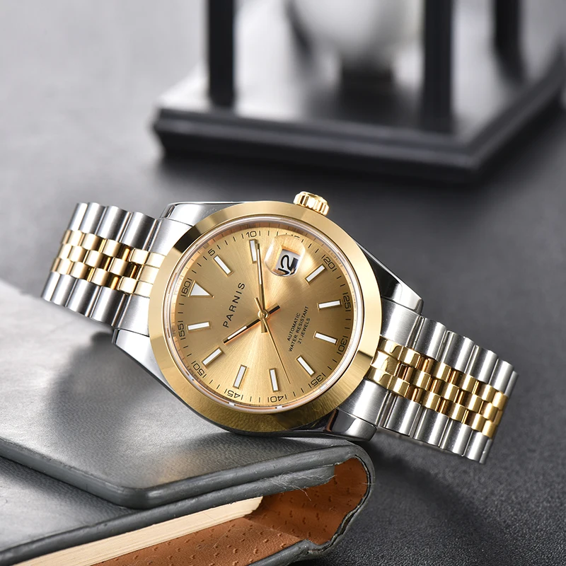 Parnis PA6088 Gold Dial Automatic Watch