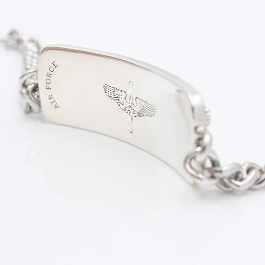 US Army Air Force Badge AAF Eagle Silver Bracelet