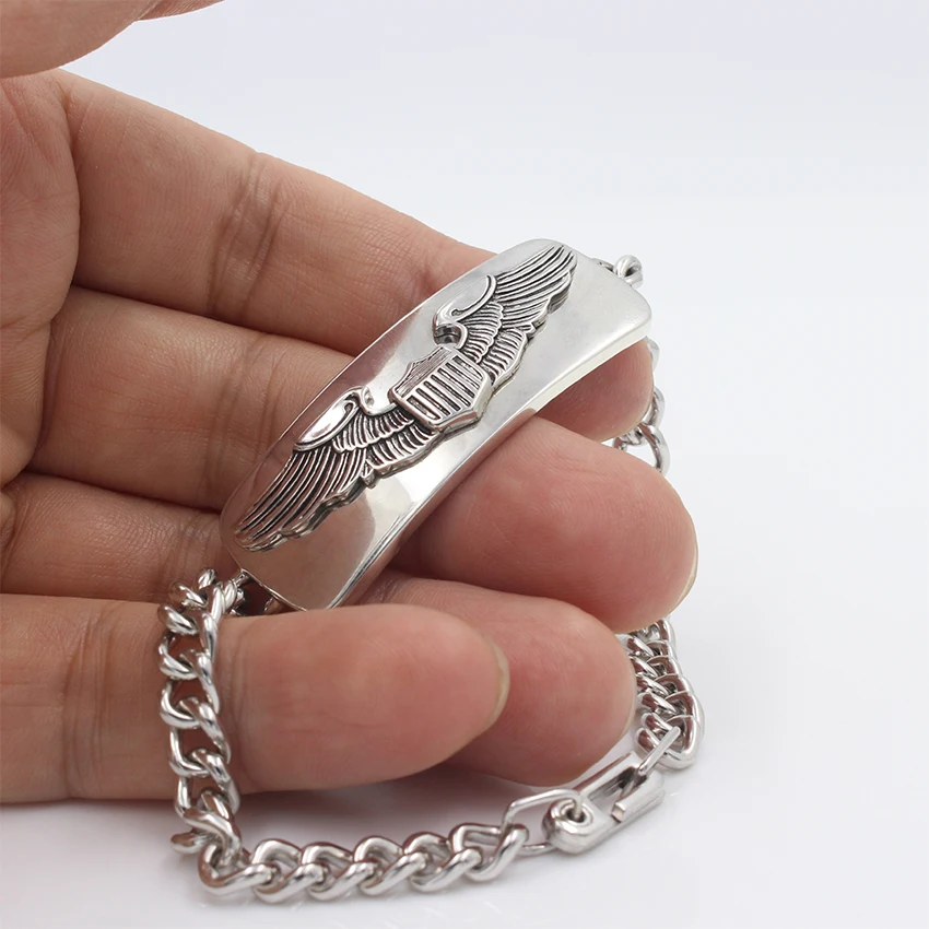 US Army Air Force Badge AAF Eagle Silver Bracelet