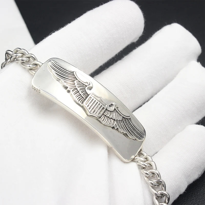 US Army Air Force Badge AAF Eagle Silver Bracelet