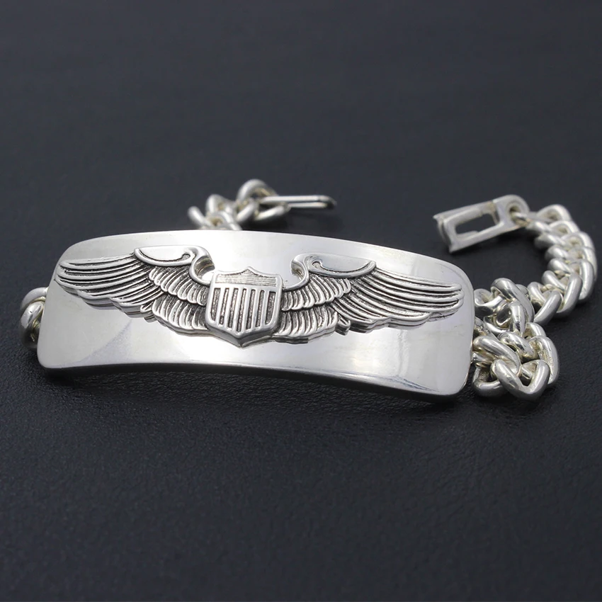 US Army Air Force Badge AAF Eagle Silver Bracelet