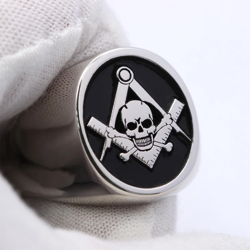 Masonic Widows Son Skull and Bones Silver Ring