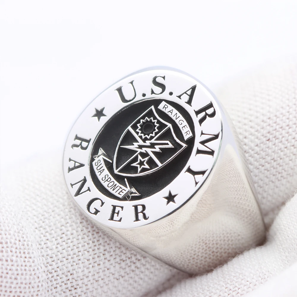 US Army Ranger USA Military S925 Silver Ring
