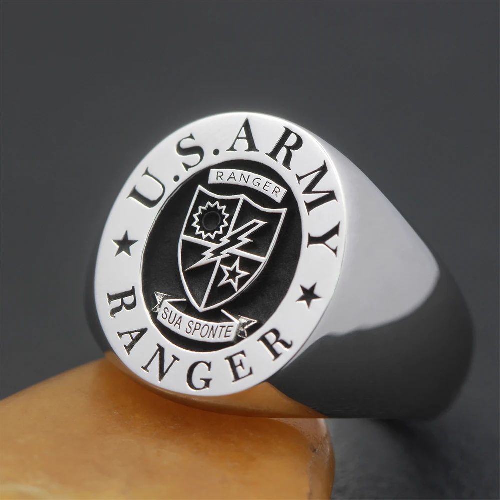 US Army Ranger USA Military S925 Silver Ring