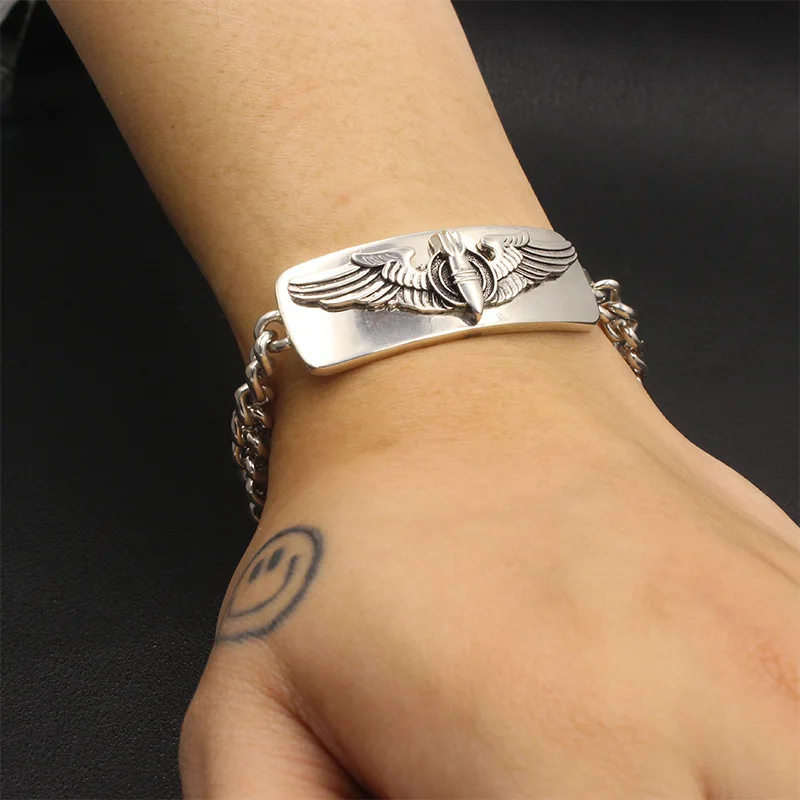Men's WWII Silver Bombardier Wing Bracelet