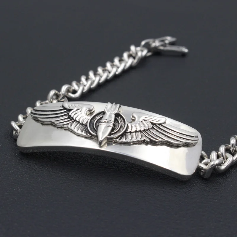 Men's WWII Silver Bombardier Wing Bracelet